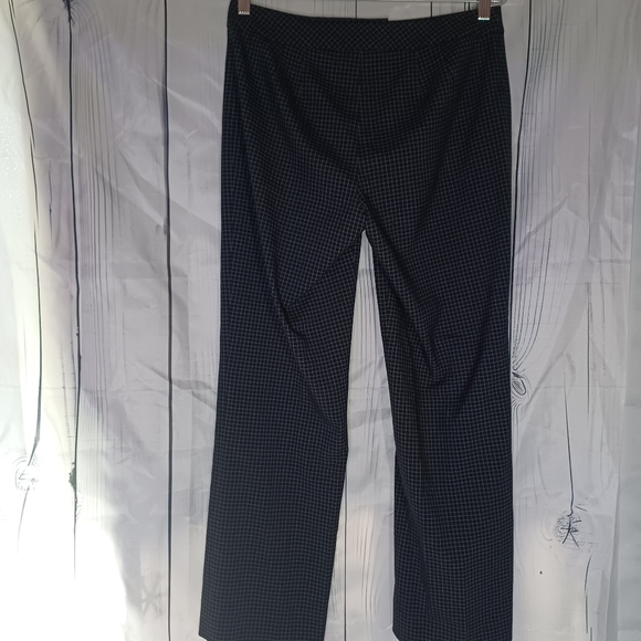 Ann Taylor Loft stretch black and light blue, checkered straight leg trousers - Picture 6 of 10